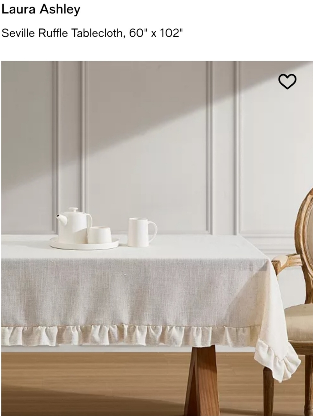 Laura Ashley Seville Ruffle Tablecloth in Natural Beige. 60X102